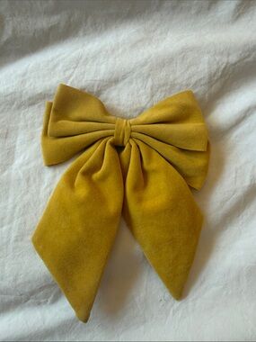 Sezane Mustard Bow Hair Clip Velvet Accent